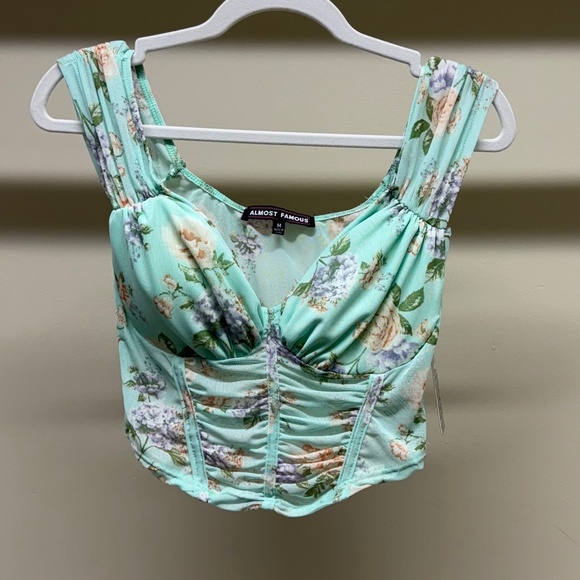 Almost Famous Floral Corset-Style Crop Top - Size M - NWT - Picture 5 of 5